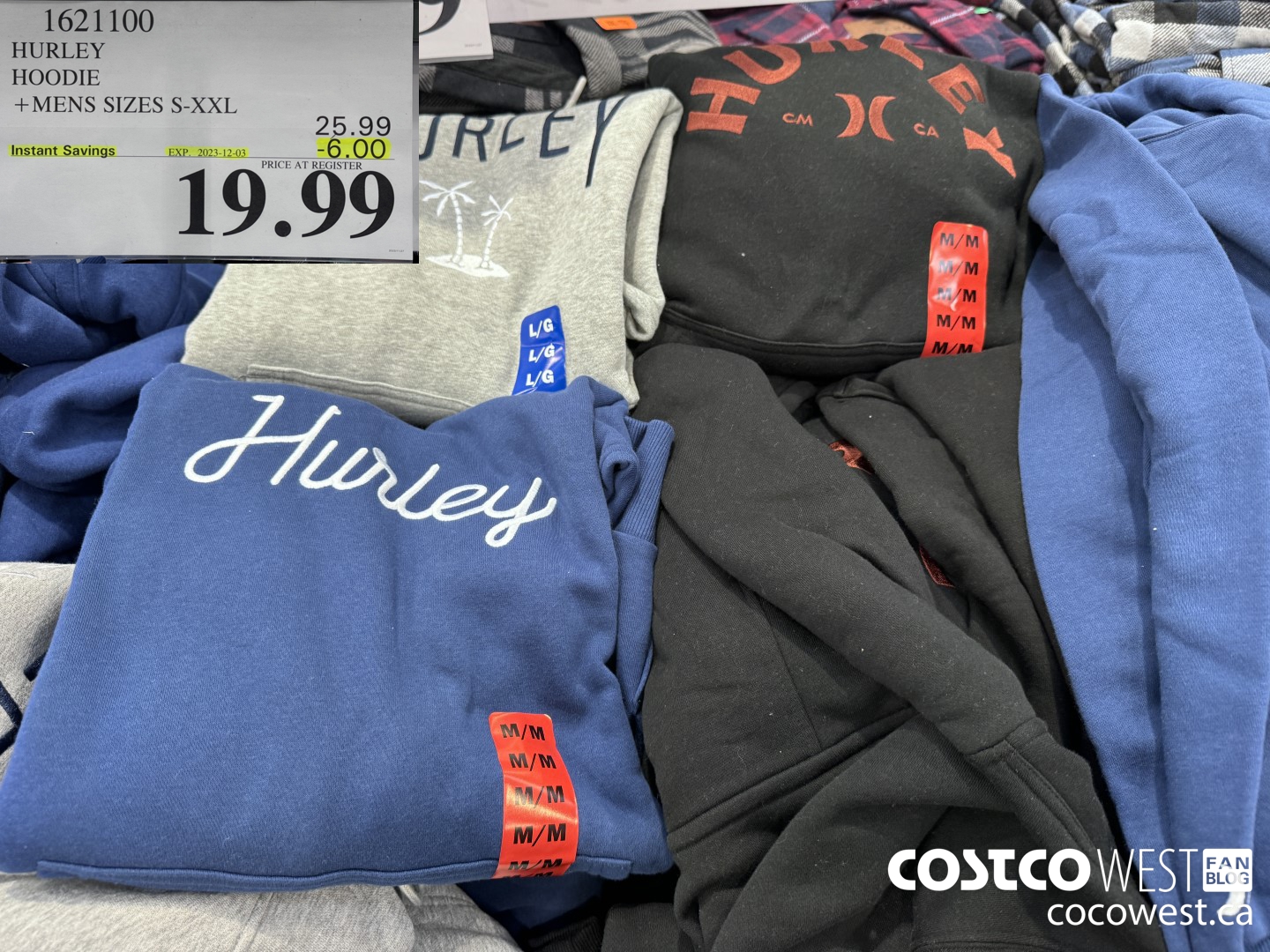 1621100 HURLEY HOODIE MENS SIZES S-XXL ($6.00 INSTANT SAVINGS EXPIRES ON 2023-12-03) $19.99