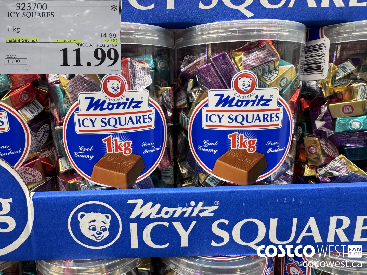 323700 ICY SQUARES 1 kg  ($3.00 INSTANT SAVINGS EXPIRES ON 2023-11-26) $11.99