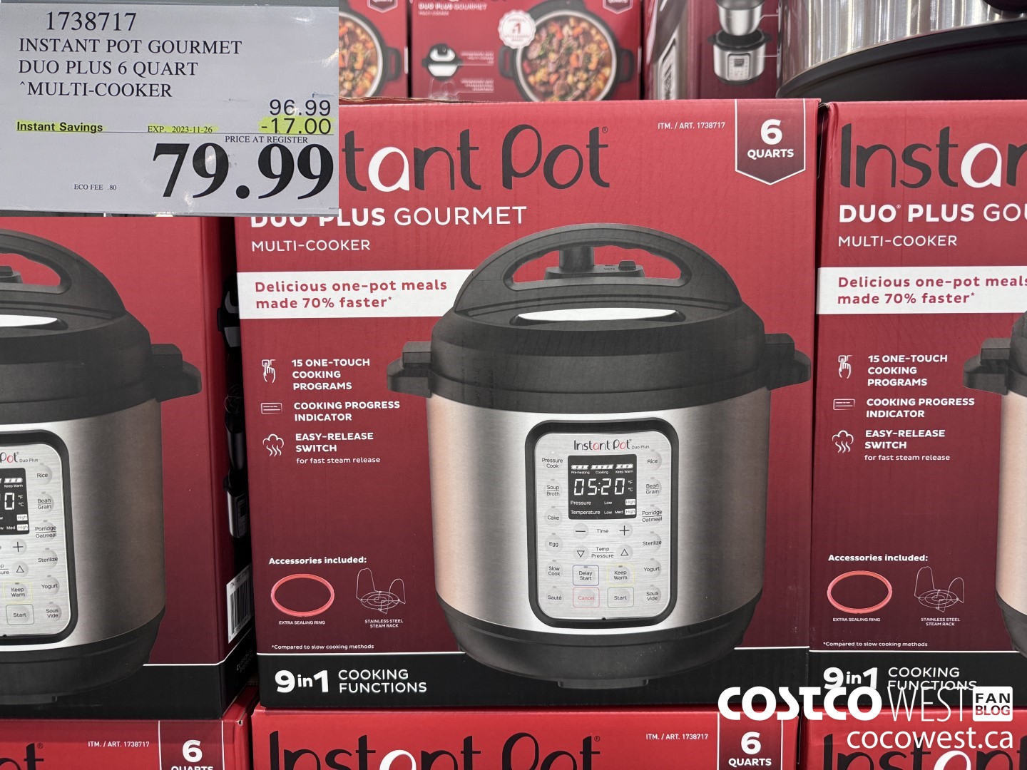 1738717 INSTANT POT GOURMET DUO PLUS 6 QUART MULTI-COOKER ($17.00 INSTANT SAVINGS EXPIRES ON 2023-11-26) $79.99
