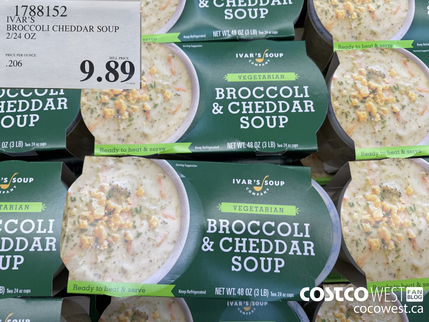 1788152 IVAR'S BROCCOLI CHEDDAR SOUP 2/24 OZ $9.89