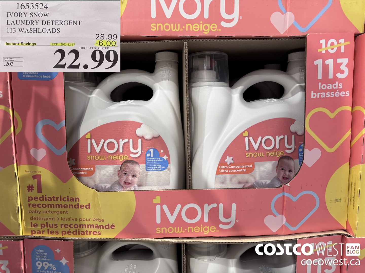 1653524 IVORY SNOW LAUNDRY DETERGENT 113 WASHLOADS ($6.00 INSTANT SAVINGS EXPIRES ON 2023-12-17) $22.99