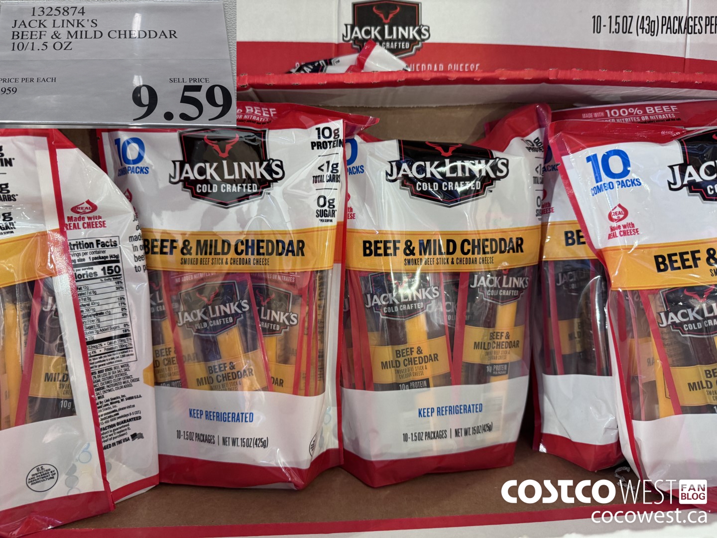 1325874 JACK LINK'S BEEF & MILD CHEDDAR 10/1.5 OZ $9.59