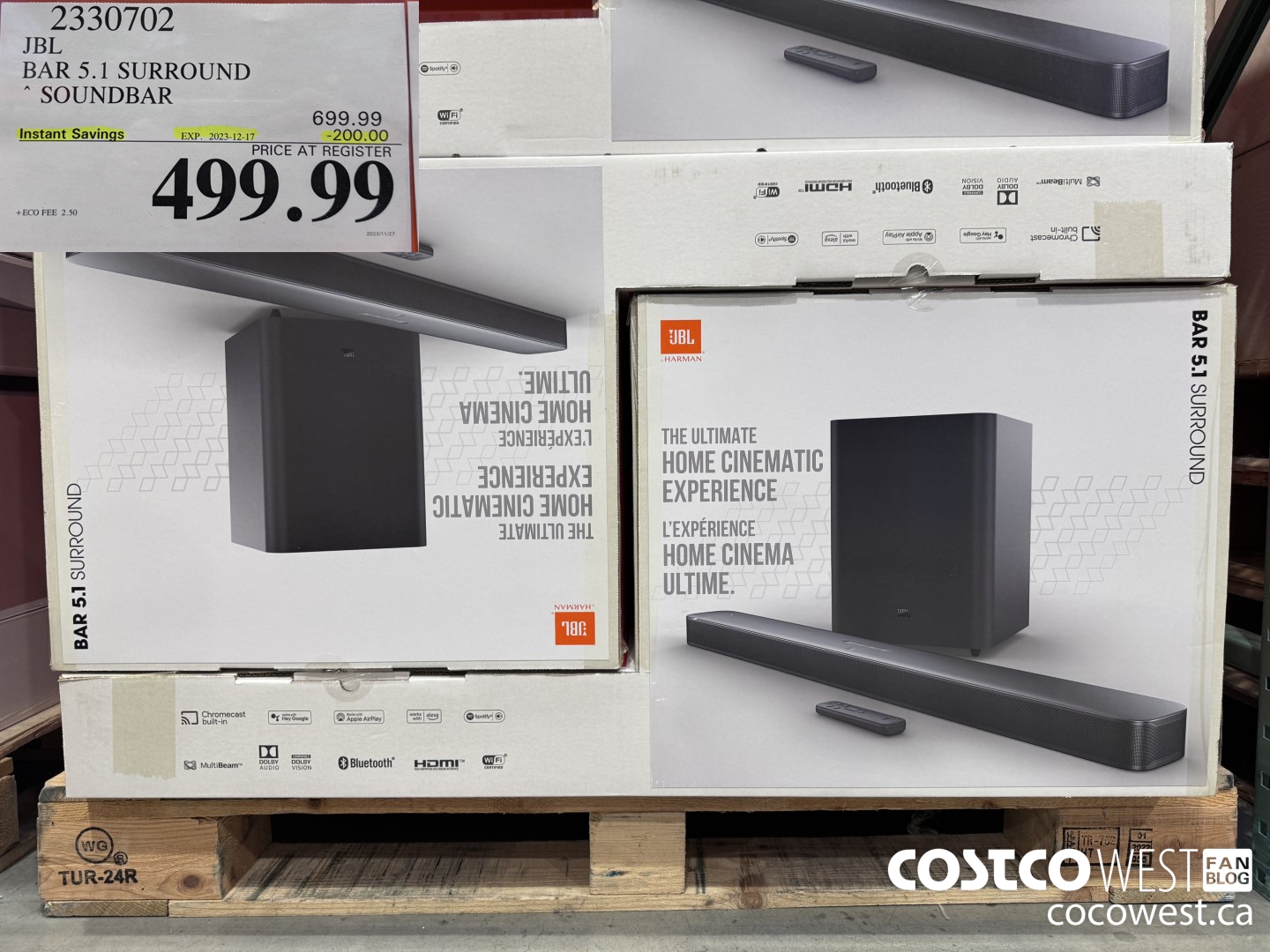 2330702 JBL BAR 5.1 SURROUND SOUNDBAR ($200.00 INSTANT SAVINGS EXPIRES ON 2023-12-17) $499.99