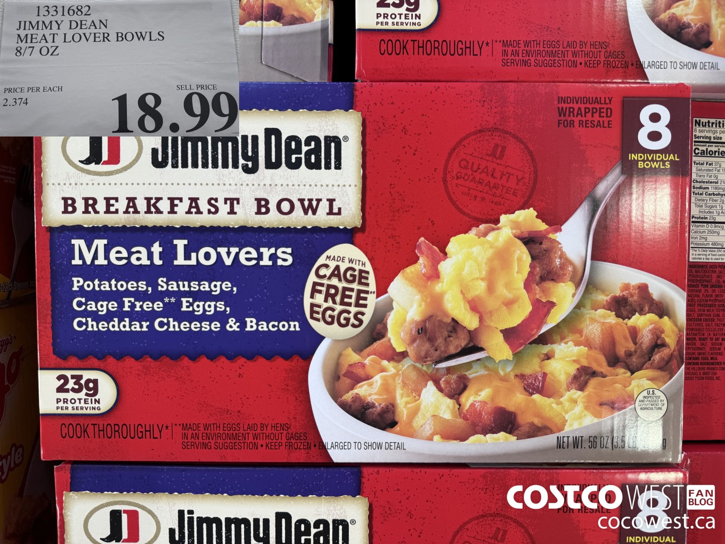 1331682 JIMMY DEAN MEAT LOVER BOWLS 8/7 OZ $18.99