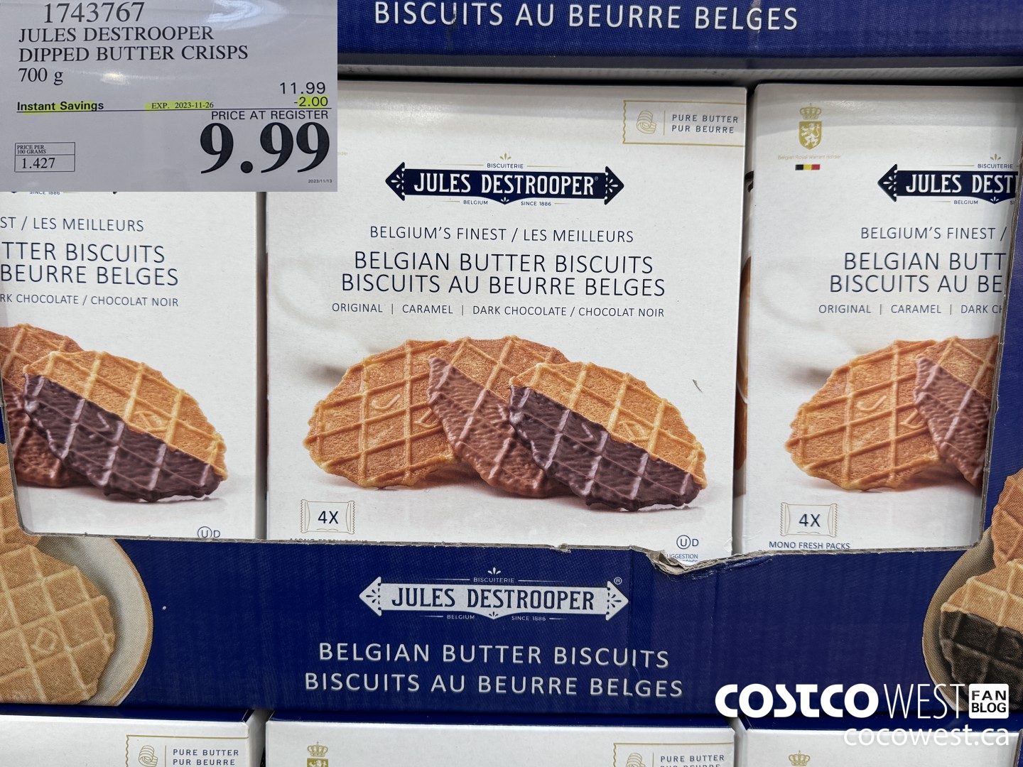 1743767 JULES DESTROOPER DIPPED BUTTER CRISPS 700 G ($2.00 INSTANT SAVINGS EXPIRES ON 2023-11-26) $9.99