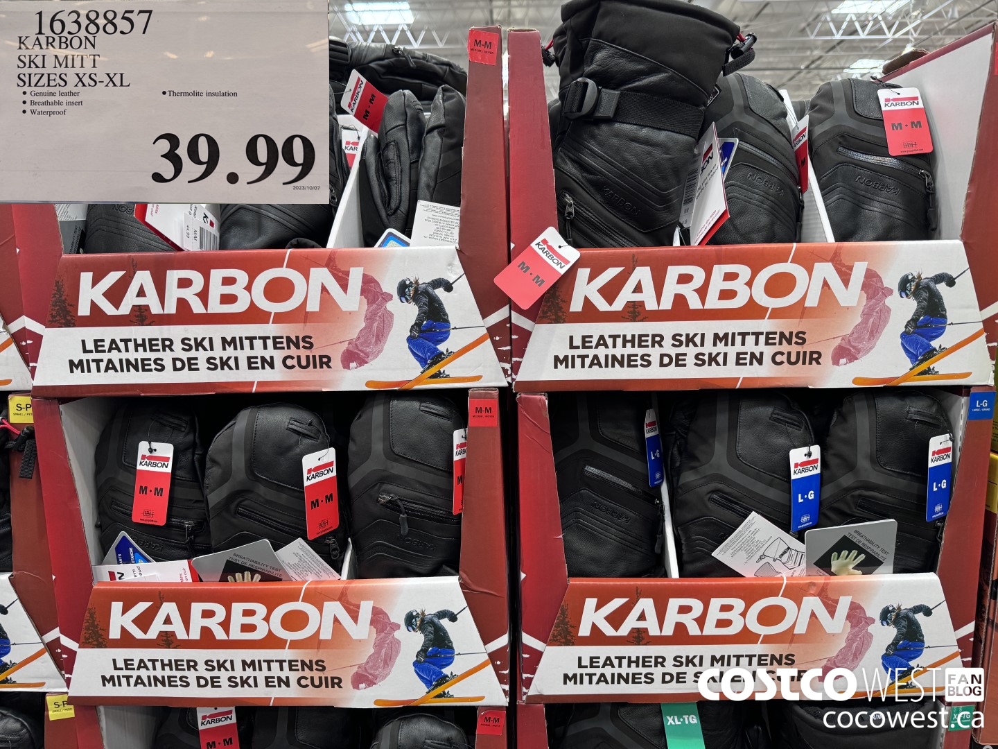 1638857 KARBON SKI MITT SIZES XS-XL $39.99