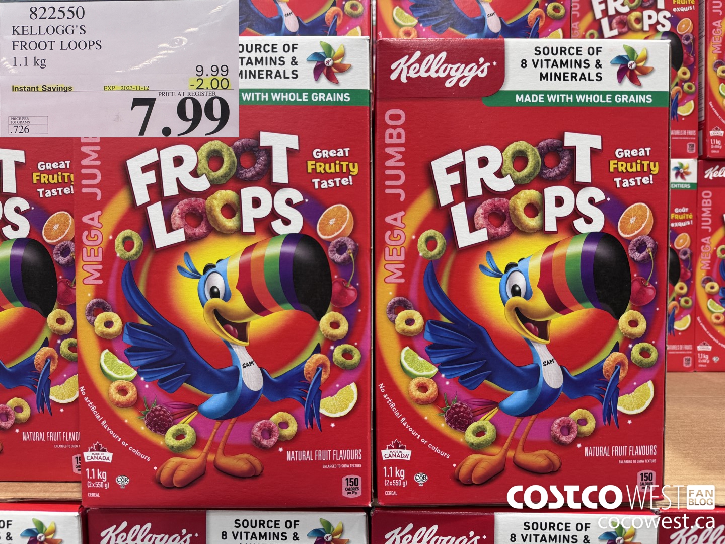 822550 KELLOGGS FROOT LOOPS 1.1 kg ($2.00 INSTANT SAVINGS EXPIRES ON 2023-11-12) $7.99