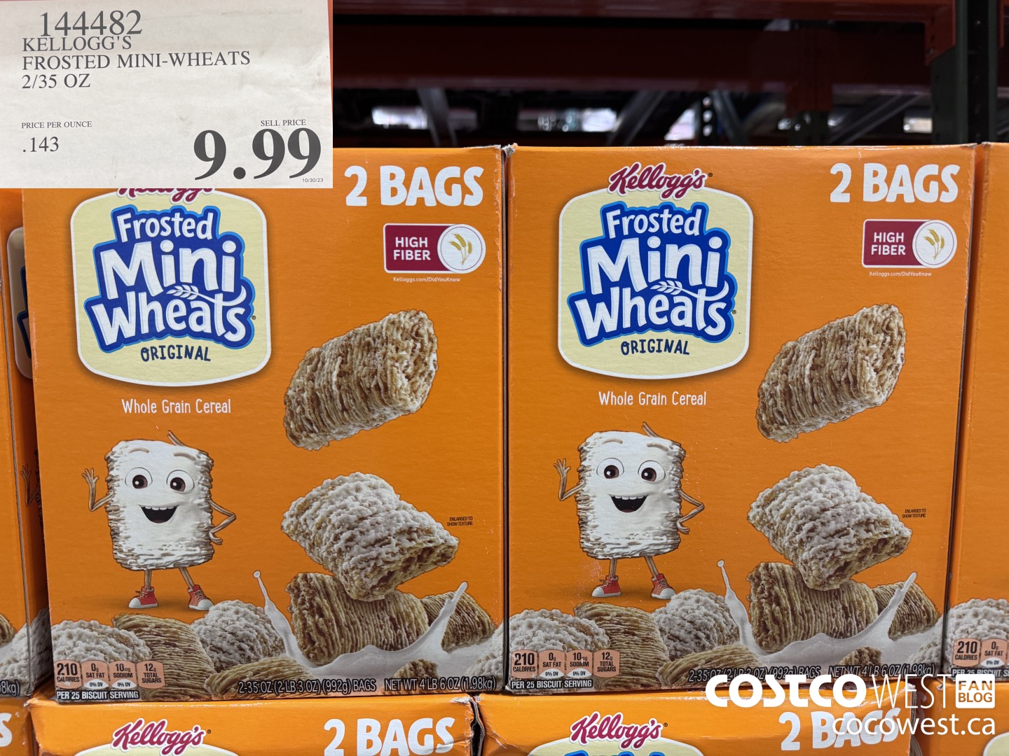 144482 KELLOGG'S FROSTED MINI-WHEATS 2/35 OZ $9.99