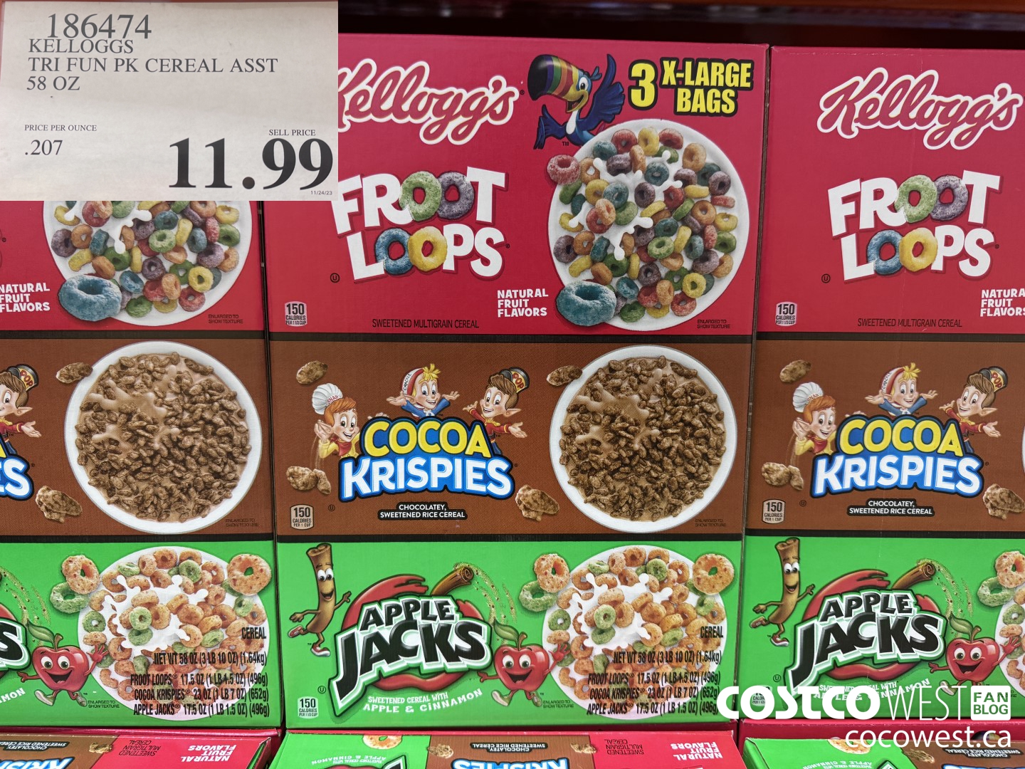 186474 KELLOGGS TRI FUN PK CEREAL ASST 58 OZ $11.99