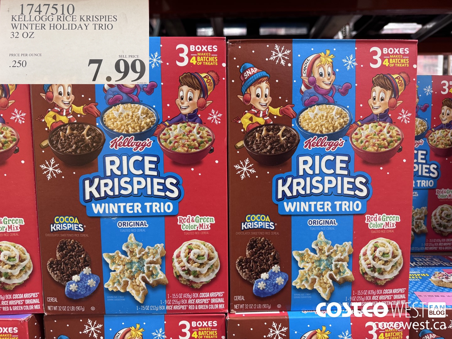 1747510 KELLOGG RICE KRISPIES WINTER HOLIDAY TRIO 32 OZ $7.99
