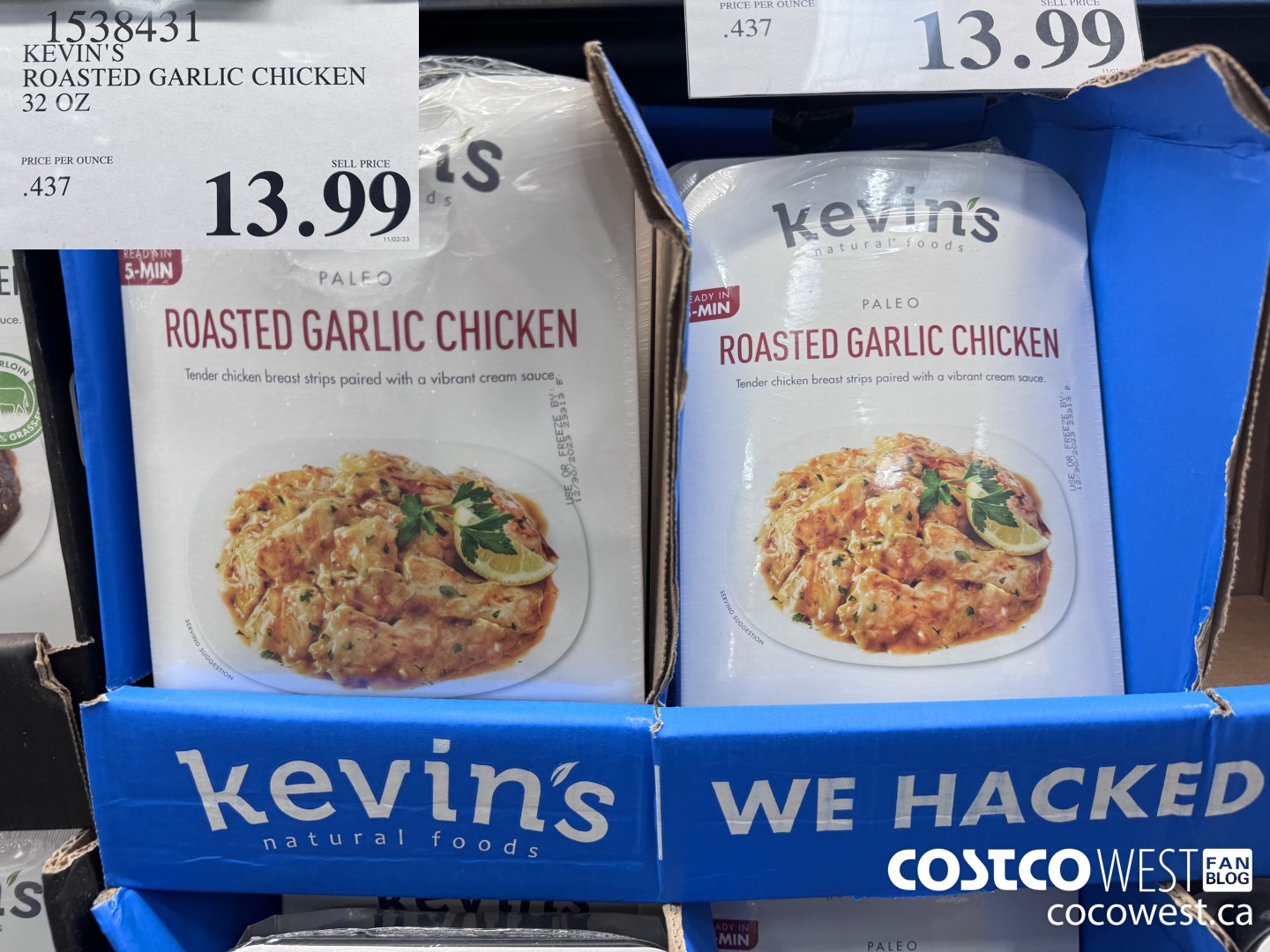1538431 KEVIN'S ROASTED GARLIC CHICKEN 32 OZ  $13.99