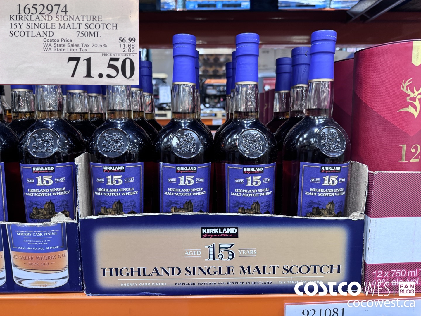 1652974 KIRKLAND SIGNATURE 15Y SINGLE MALT SCOTCH SCOTLAND 750ML $71.50