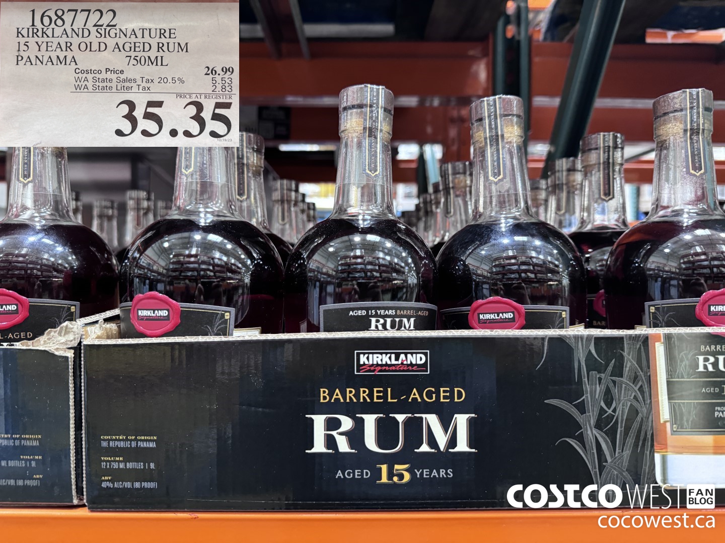 1687722 KIRKLAND SIGNATURE 15 YEAR OLD AGED RUM PANAMA 750ML $35.35