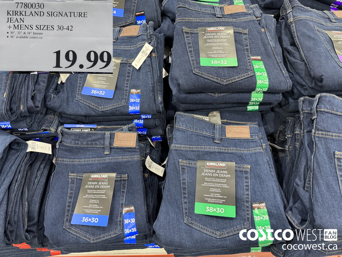 7780030 KIRKLAND SIGNATURE BLUE JEANS MENS SIZES 30-42 $19.99