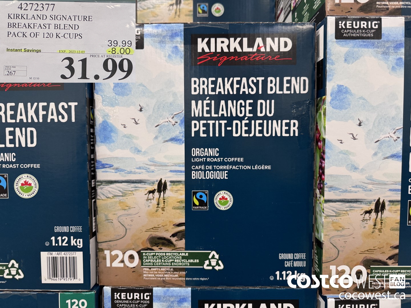 4272377 KIRKLAND SIGNATURE BREAKFAST BLEND PACK OF 120 K-CUPS ($8.00 INSTANT SAVINGS EXPIRES ON 2023-12-03) $31.99