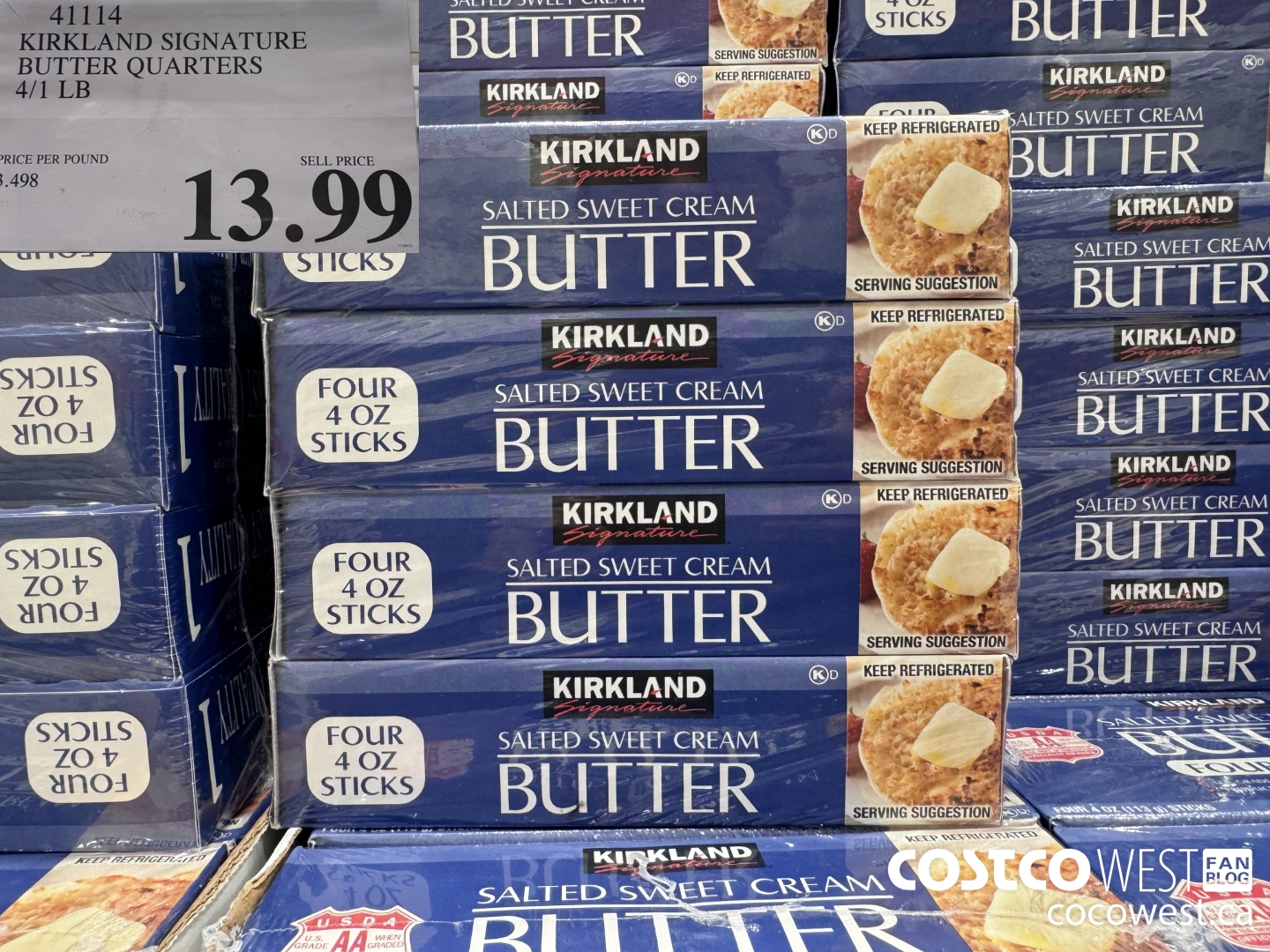41114 KIRKLAND SIGNATURE BUTTER QUARTERS 4/1 LB $13.99