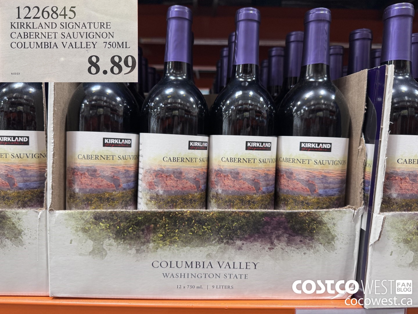 1226845 KIRKLAND SIGNATURE CABERNET SAUVIGNON COLUMBIA VALLEY 750ML $8.89