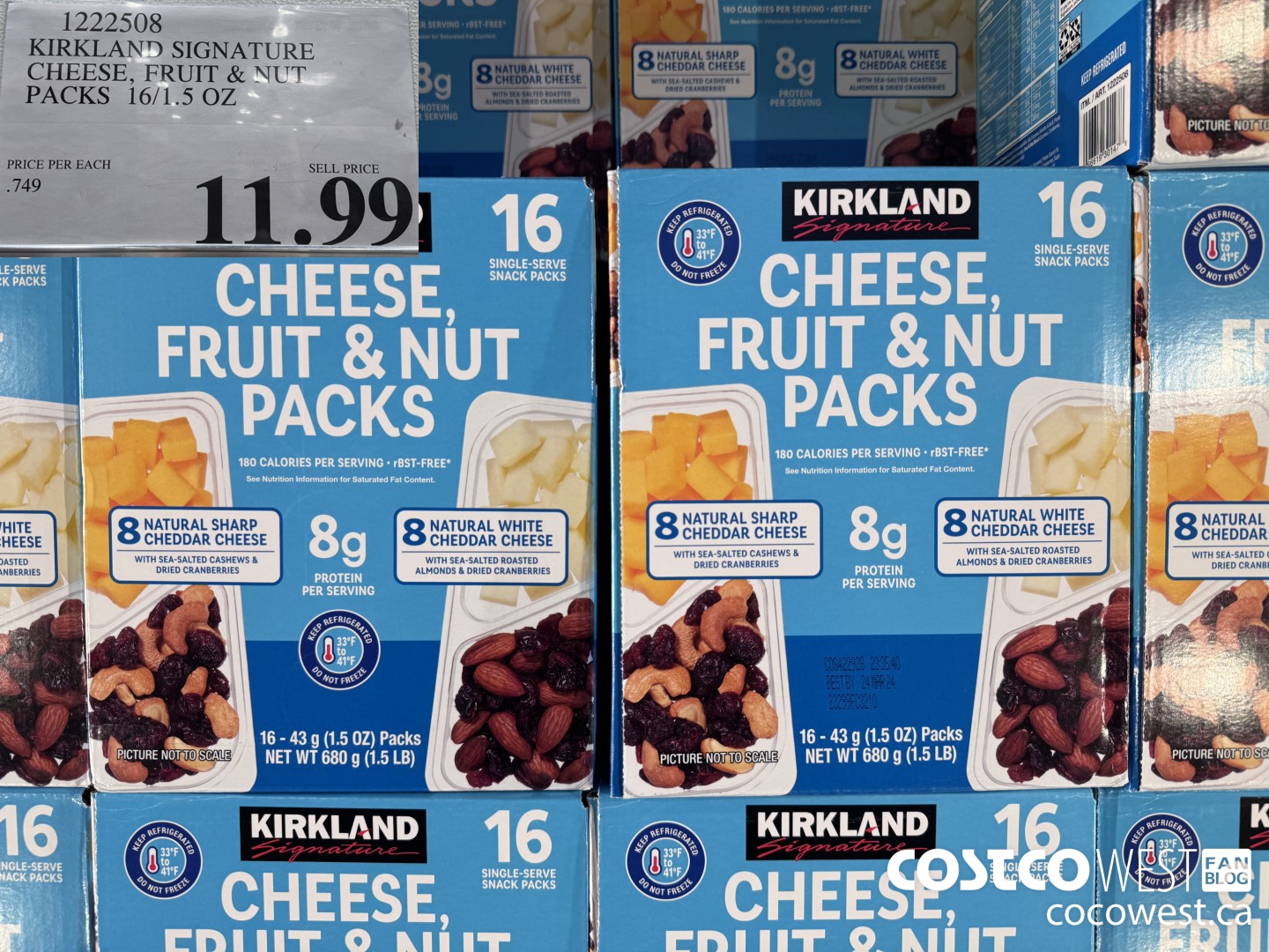 1222508 KIRKLAND SIGNATURE CHEESE, FRUIT & NUT 16/1.5 OZ $11.99