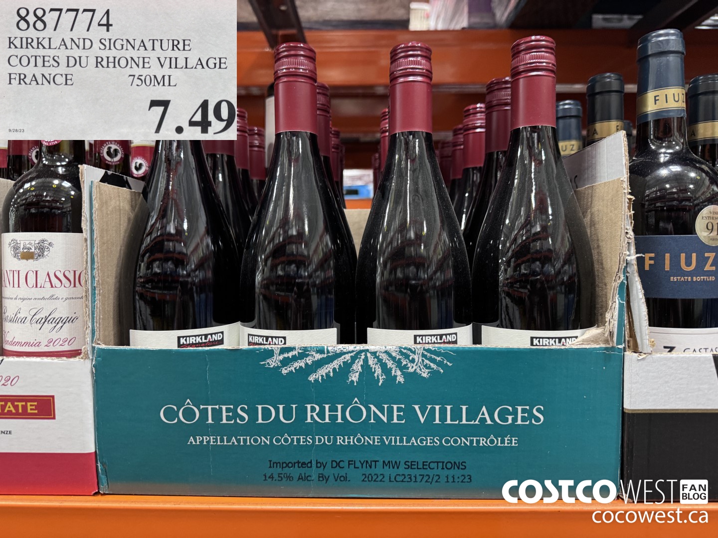887774 KIRKLAND SIGNATURE COTES DU RHONE VILLAGE FRANCE 750ML $7.49