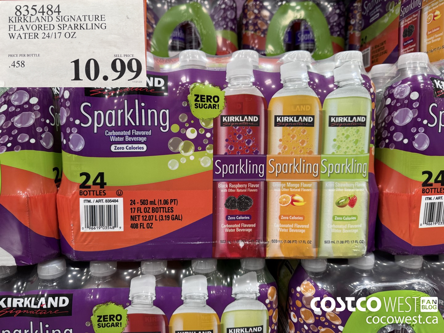 835484 KIRKLAND SIGNATURE FLAVORED SPARKLING WATER 24/17 OZ $10.99