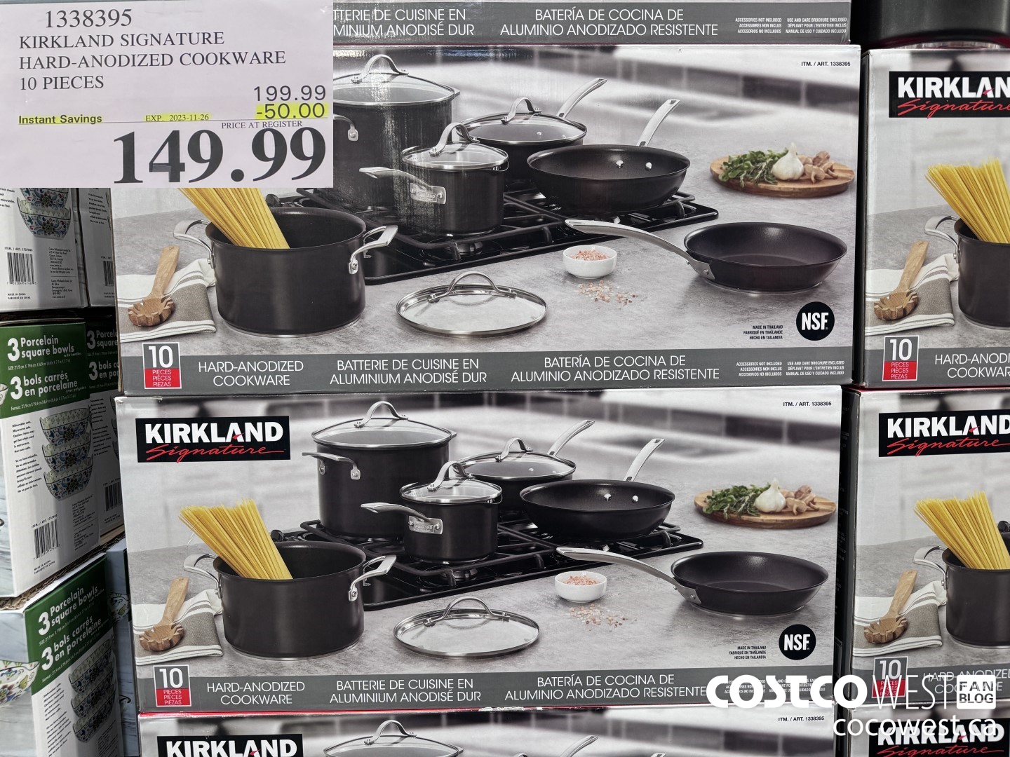 1338395 KIRKLAND SIGNATURE HARD-ANODIZED COOKWARE 10 PIECE ($50.00 INSTANT SAVINGS EXPIRES ON 2023-11-26) $149.99
