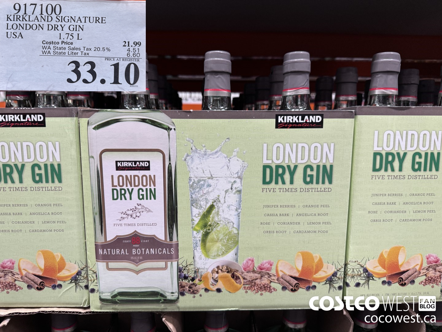 917100 KIRKLAND SIGNATURE LONDON DRY GIN USA 1.75L $33.10