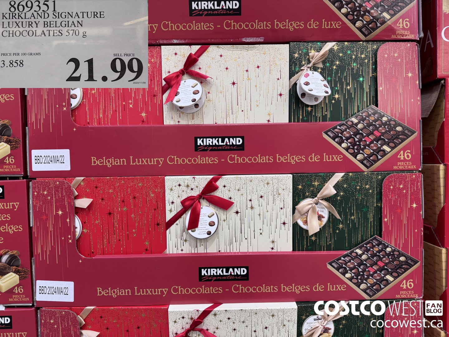 869351 KIRKLAND SIGNATURE LUXURY BELGIAN CHOCOLATES 570 g $21.99