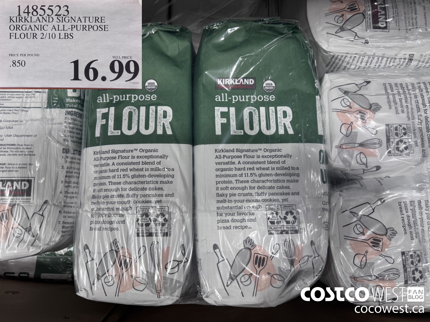 1485523 KIRKLAND SIGNATURE ORGANIC ALL-PURPOSE FLOUR 2/10 LBS $16.99