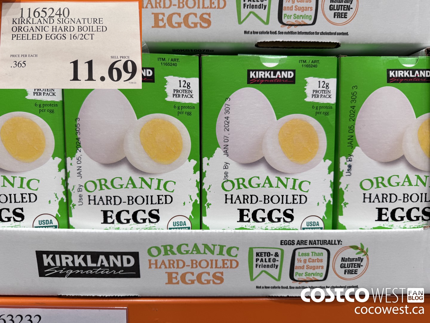 1165240 KIRKLAND SIGNATURE ORGANIC HARD BOILED PEELED EGGS 16/2CT $11.69