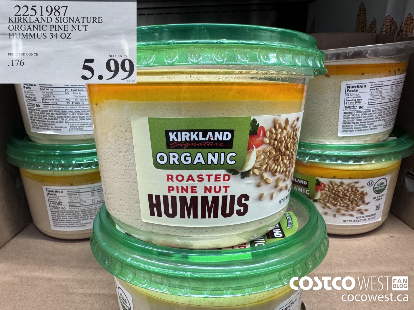 2251987 KIRKLAND SIGNATURE ORGANIC PINE NUT HUMMUS 34 OZ $5.99