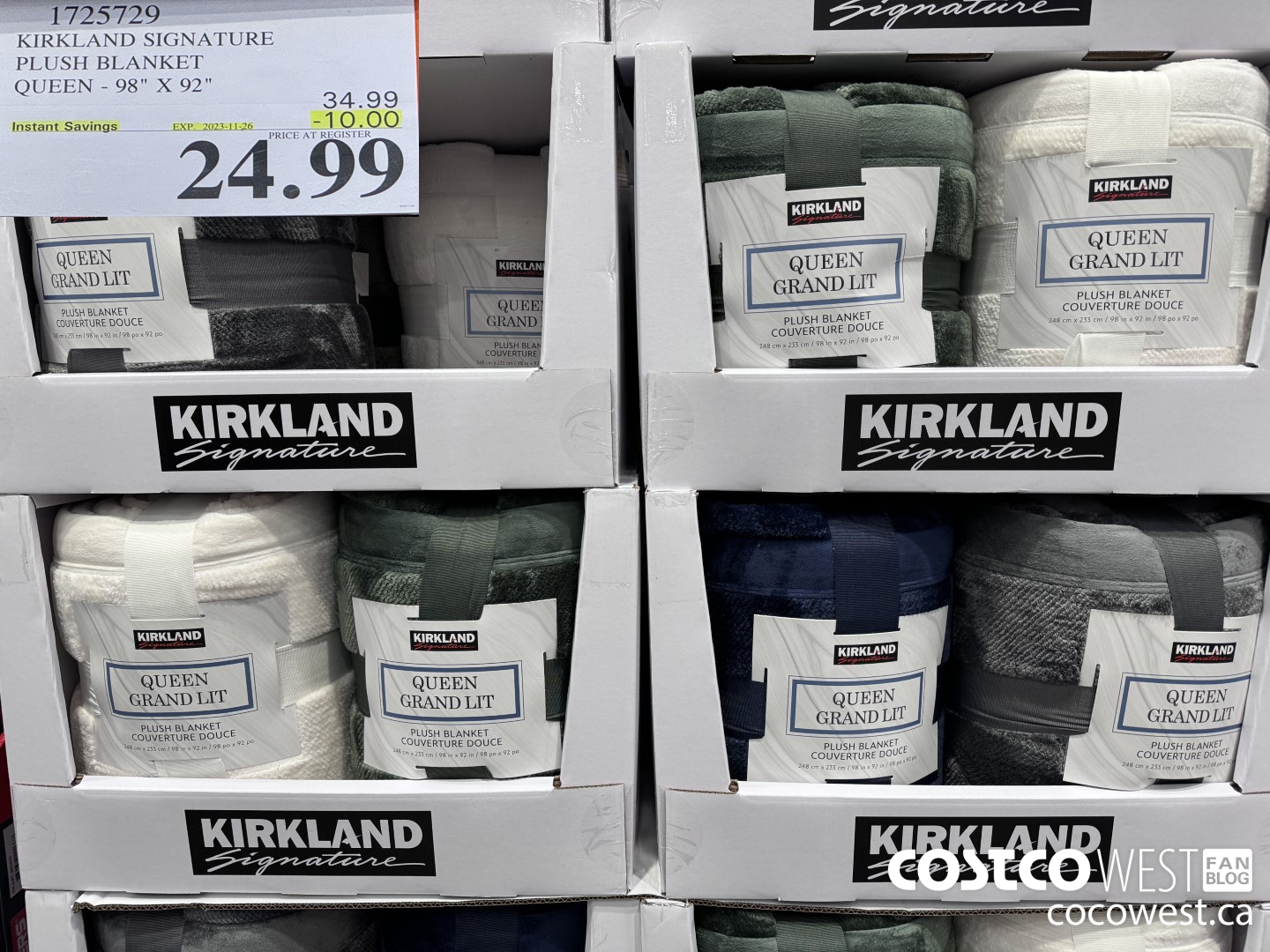 1725729 KIRKLAND SIGNATURE PLUSH BLANKET QUEEN 98