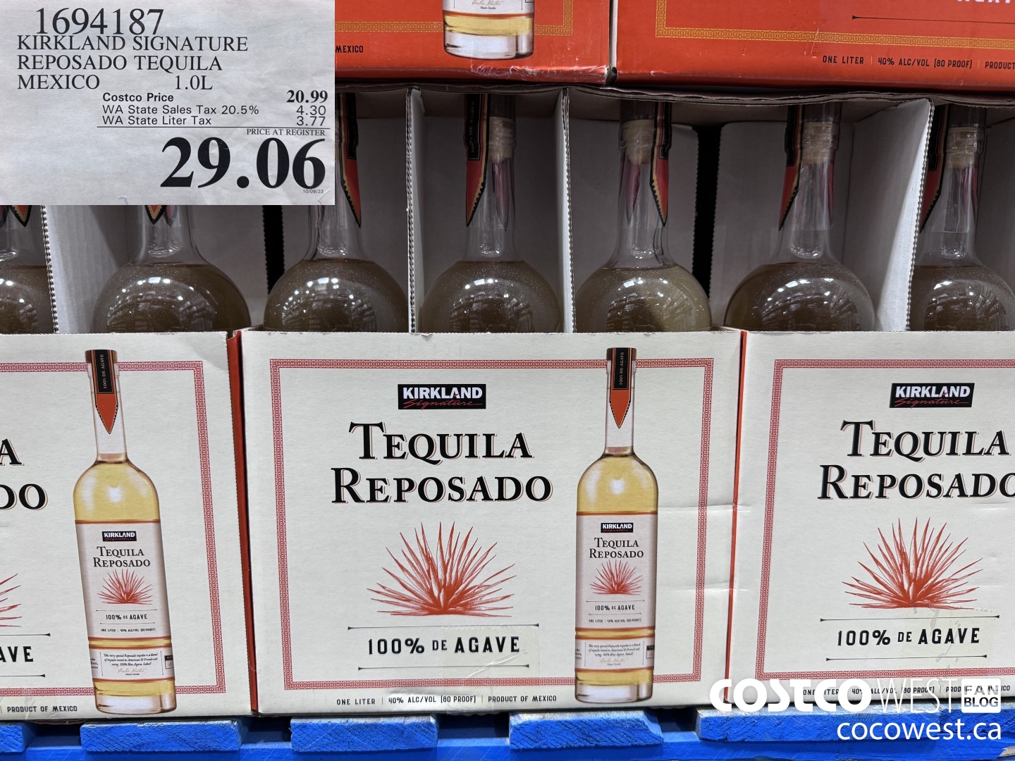 1694187 KIRKLAND SIGNATURE REPOSADO TEQUILA MEXICO 1.0L $29.06