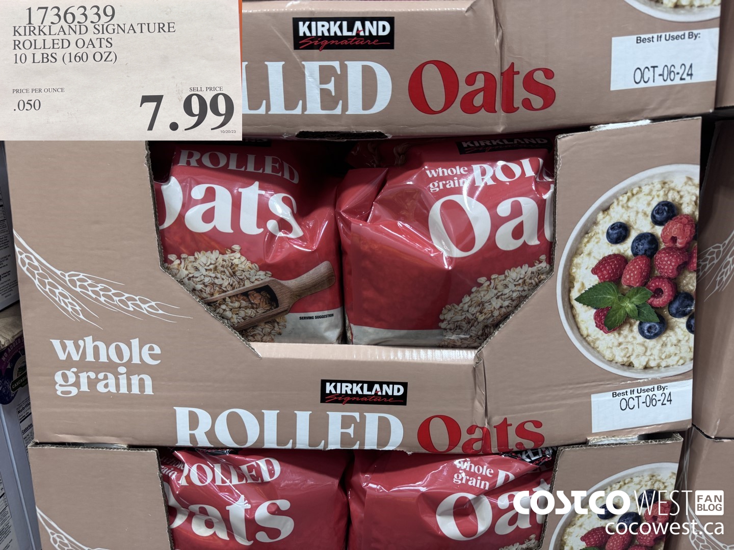 1736339 KIRKLAND SIGNATURE ROLLED OATS 10 LBS (160 OZ) $7.99