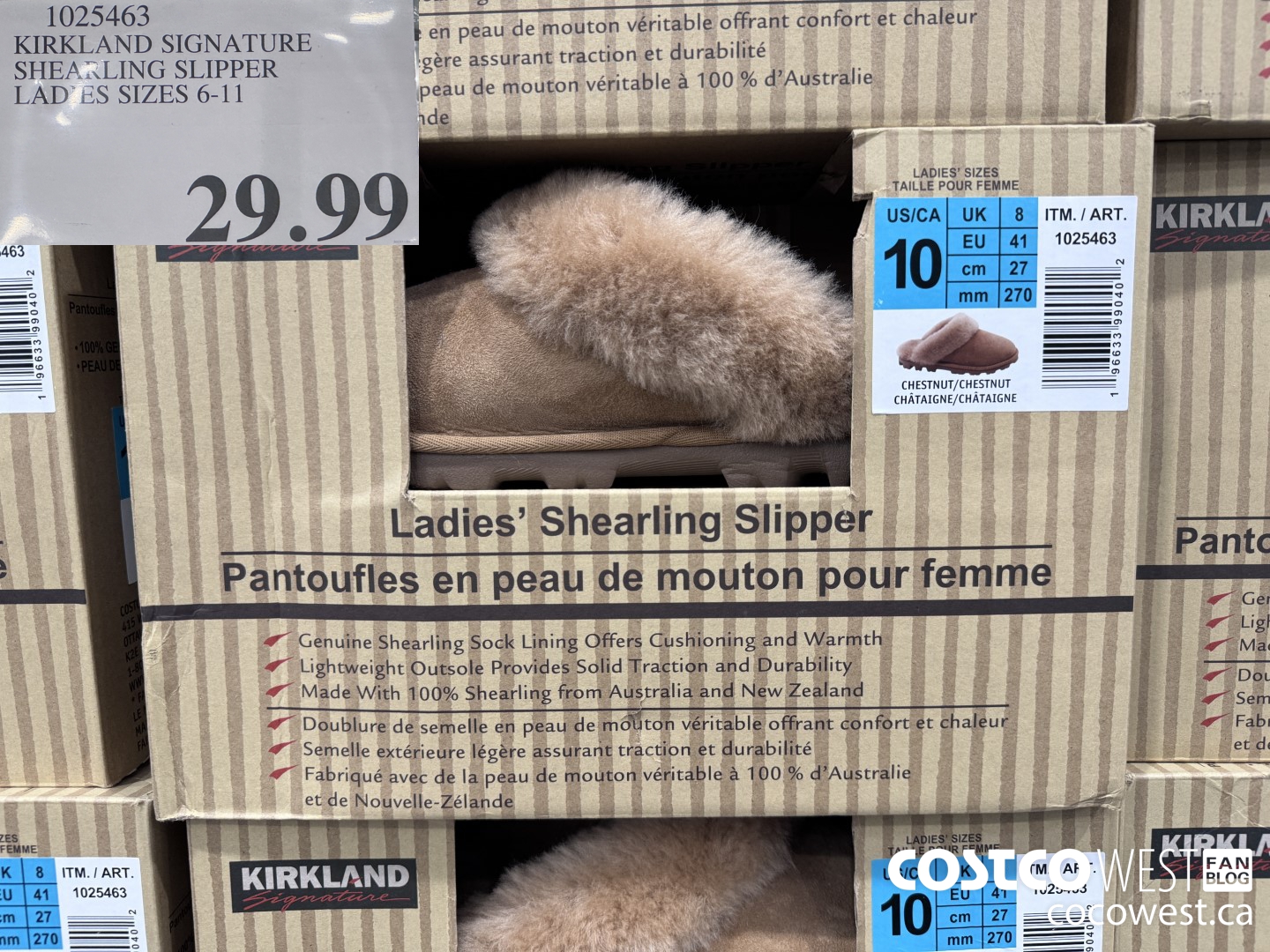 1025463 KIRKLAND SIGNATURE SHEARLING SLIPPER LADIES SIZES 6-11 $29.99