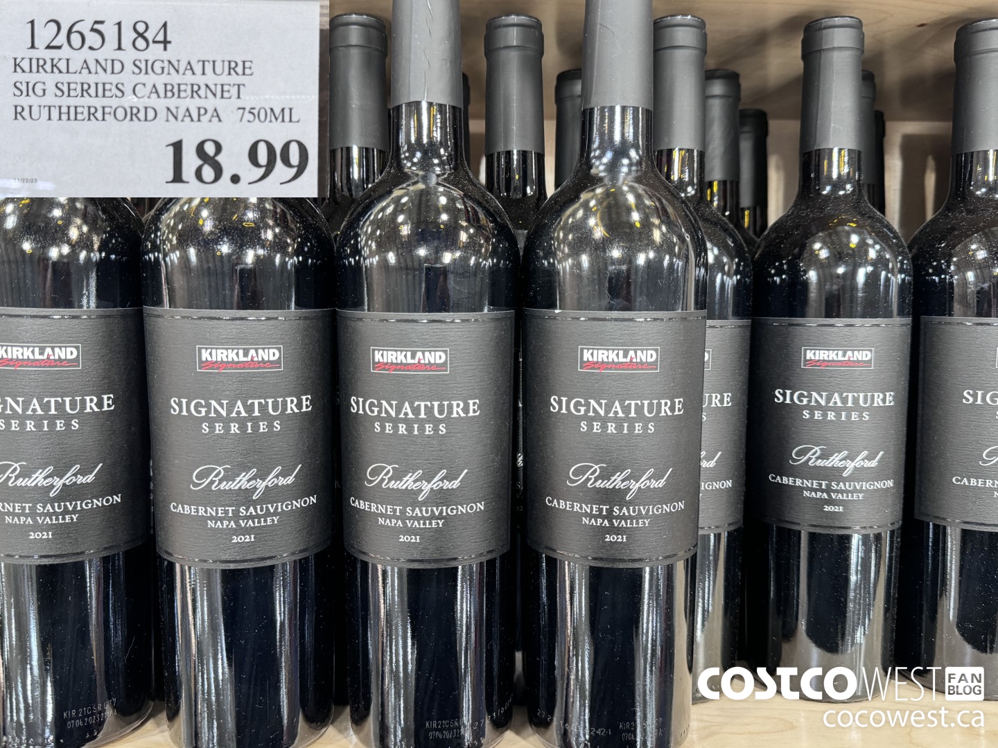 1265184 KIRKLAND SIGNATURE SIG SERIES CABERNET RUTHERFORD NAPA 750ML $18.99