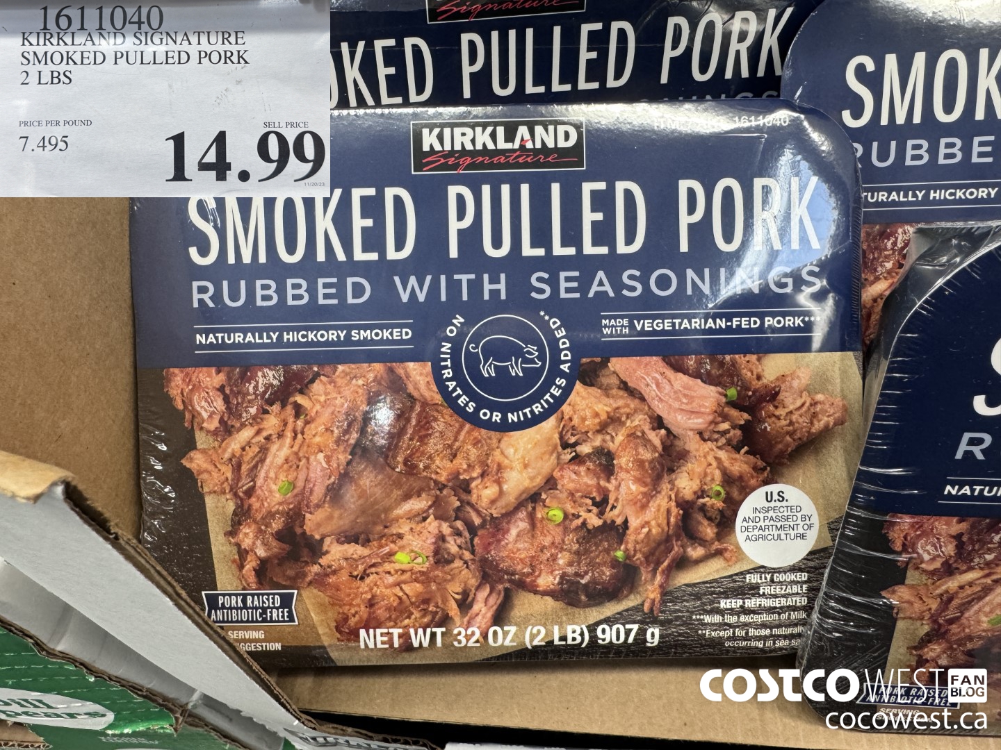 1611040 KIRKLAND SIGNATURE SMOKED PULLED PORK 2 LBS $14.99