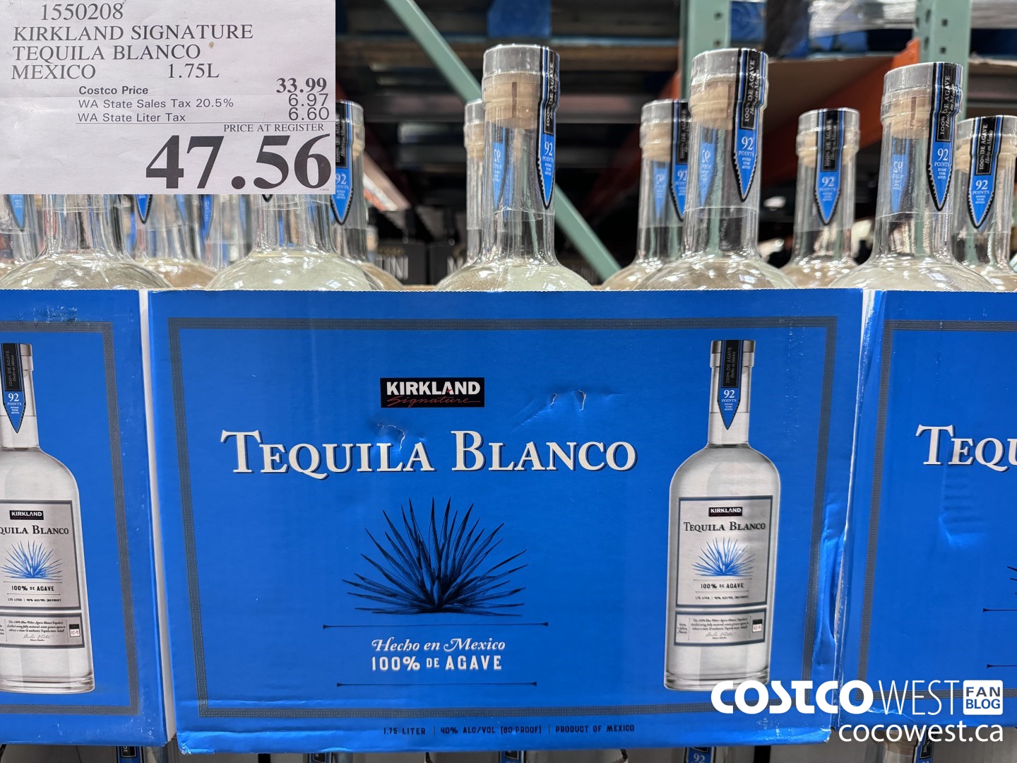 1550208 KIRKLAND SIGNATURE TEQUILA BLANCO MEXICO 1.75L $47.56