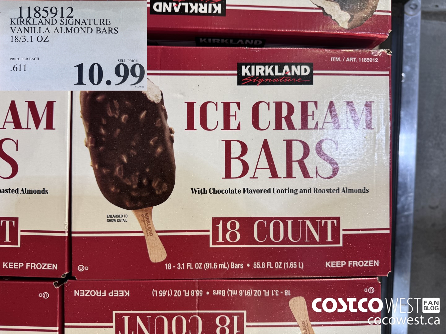 1185912 KIRKLAND SIGNATURE VANILLA ALMOND BARS 18/3.1 OZ $10.99