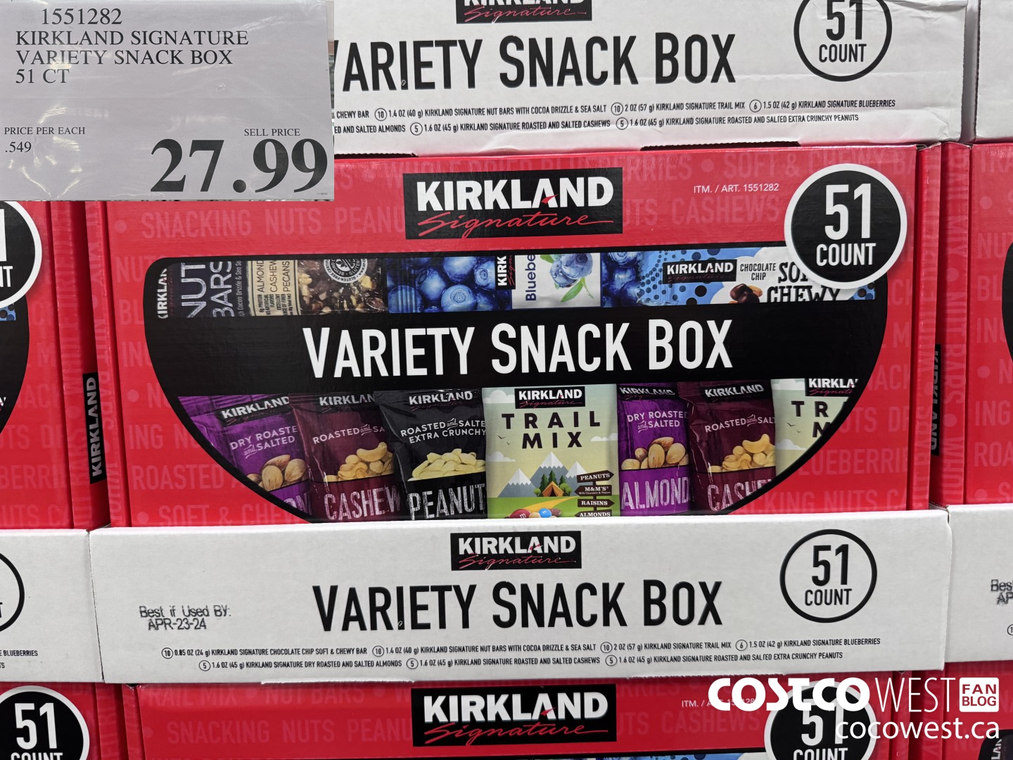 1551282 KIRKLAND SIGNATURE VARIETY SNACK BOX 51 CT $27.99