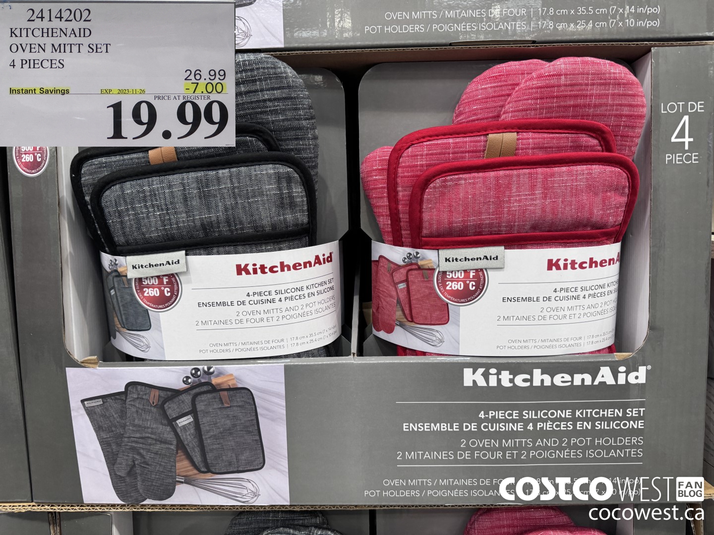 2414202 KITCHENAID OVEN MITT SET 4 PIECES ($7.00 INSTANT SAVINGS EXPIRES ON 2023-11-26) $19.99