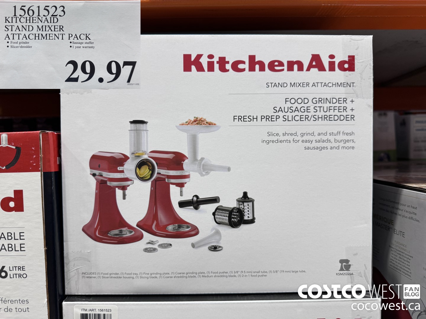 1561523 KITCHENAID STAND MIXER ATTACHMENT PACK  $29.97