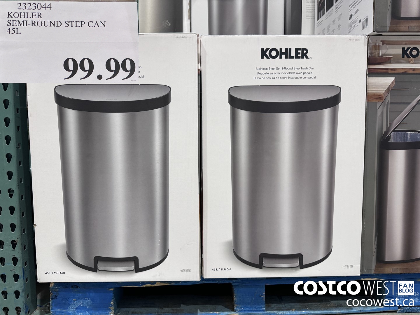2323044 KOHLER SEMI-ROUND STEP CAN 45L $99.99