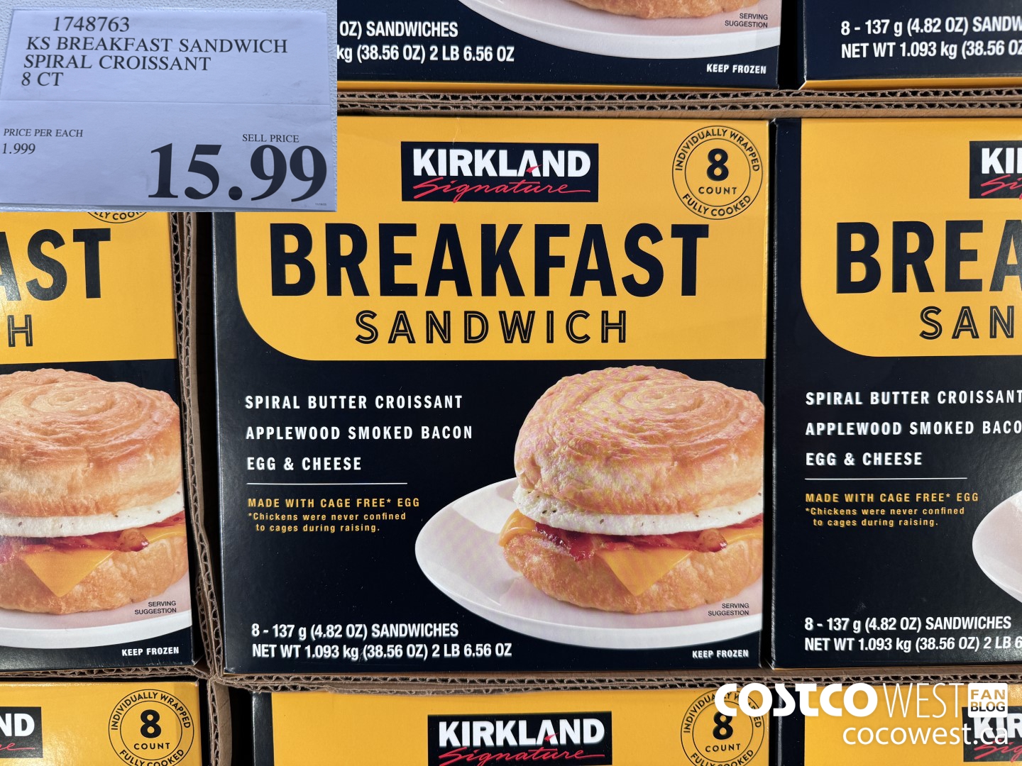 1748763 KS BREAKFAST SANDWICH SPIRAL CROISSANT 8 CT $15.99