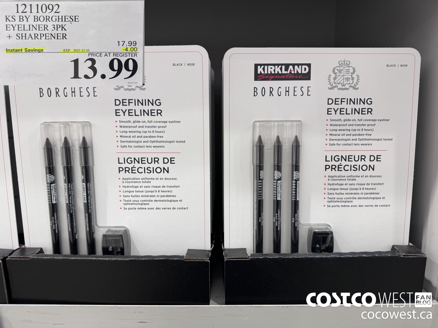 1211092 KS BY BORGHESE EYELINER 3PK + SHARPENER ($4.00 INSTANT SAVINGS EXPIRES ON 2023-12-10) $13.99