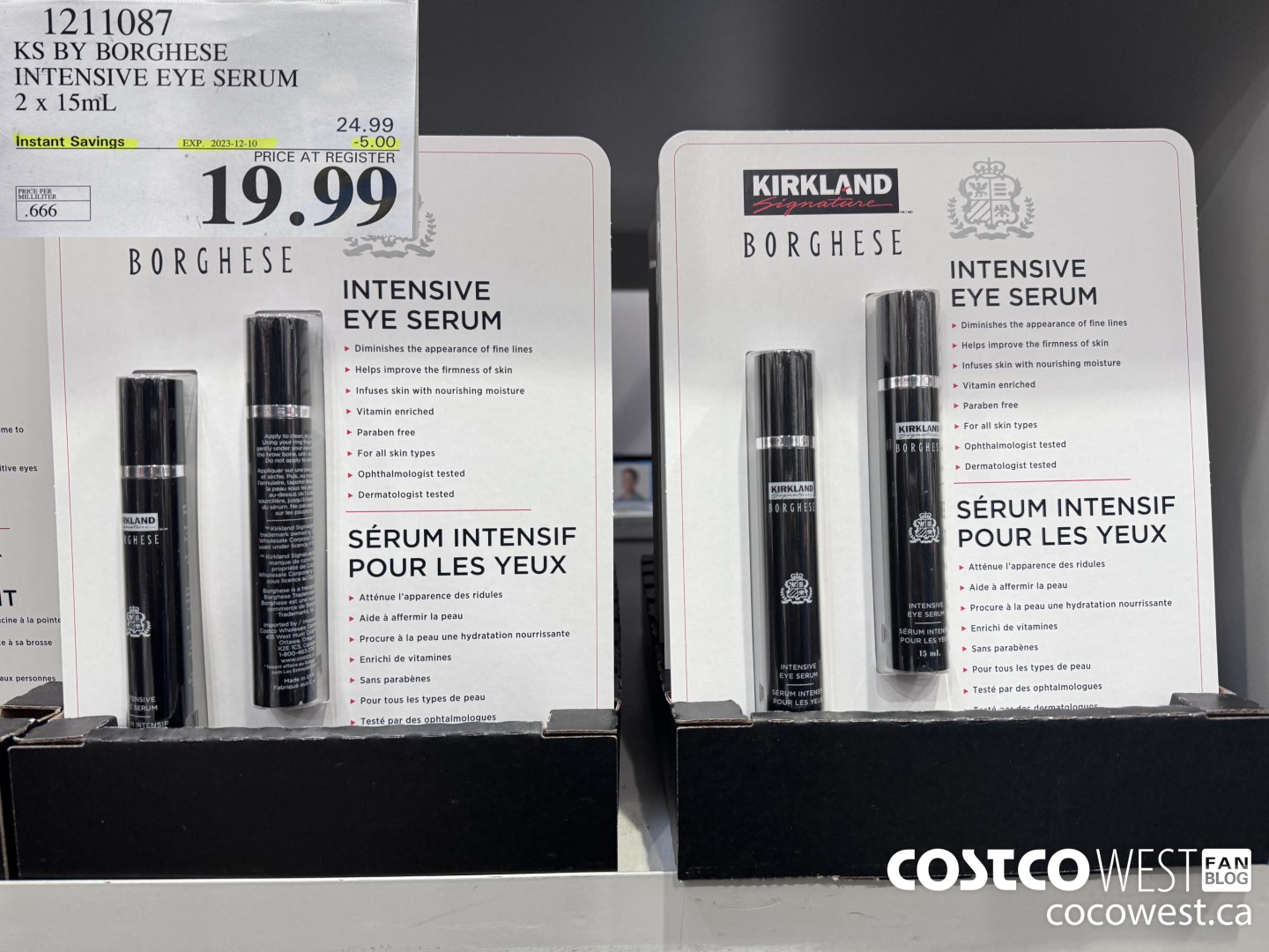 1211087 KS BY BORGHESE INTENSIVE EYE SERUM 2 x 15mL ($5.00 INSTANT SAVINGS EXPIRES ON 2023-12-10) $19.99