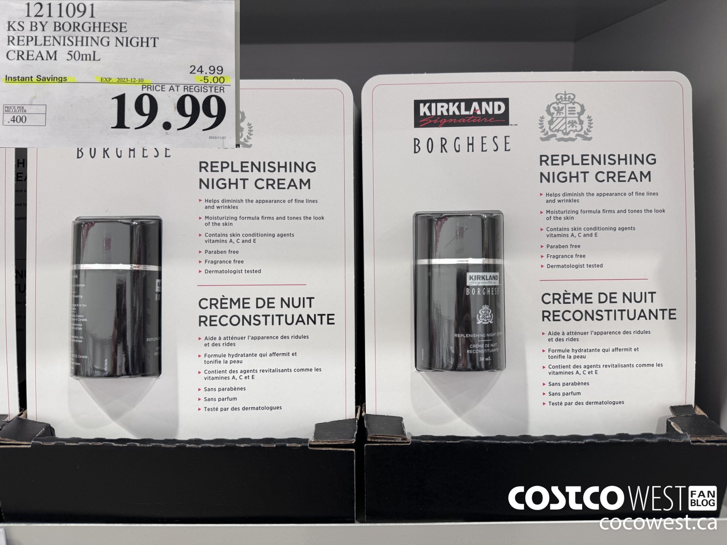 1211091 KS BY BORGHESE REPLENISHING NIGHT CREAM 50mL ($5.00 INSTANT SAVINGS EXPIRES ON 2023-12-10) $19.99