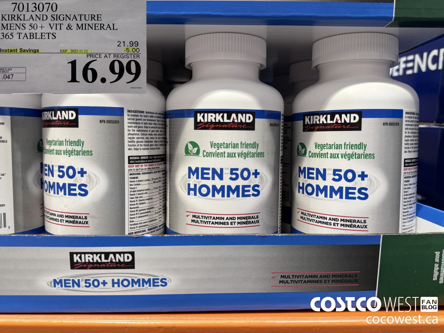 7013070 KS MENS 50+ MULTIVITAMIN & MINERAL 365 TABLETS ($5.00 INSTANT SAVINGS EXPIRES ON 2023-11-12) $16.99