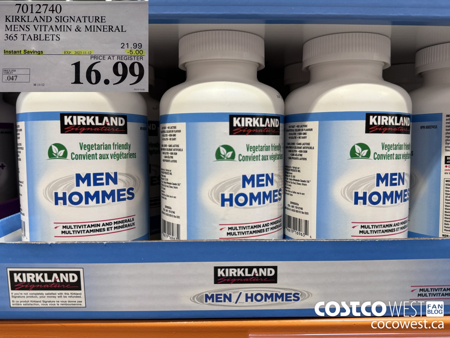 7012740 KS MEN MULTIVITAMIN & MINERAL 365 TABLETS ($5.00 INSTANT SAVINGS EXPIRES ON 2023-11-12) $16.99