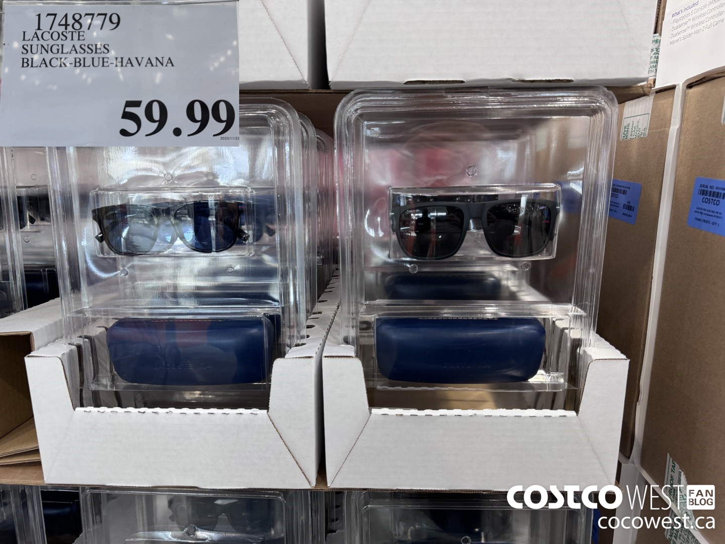 1748779 LACOSTE SUNGALSSES BLACK-BLUE-HAVANA $59.99