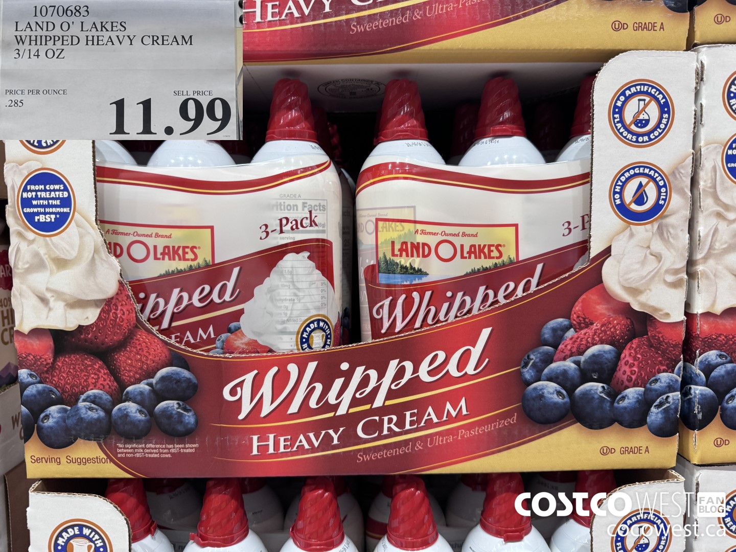 1070683 LAND O' LAKES WHIPPED HEAVY CREAM 3/14 OZ $11.99